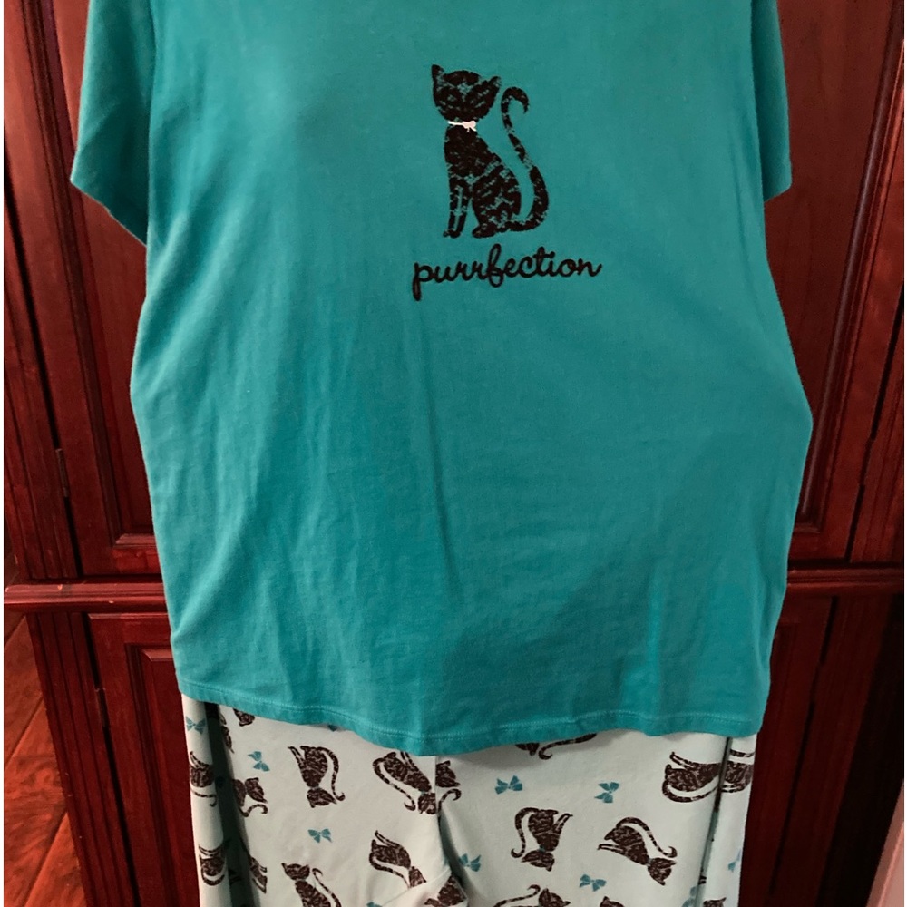 Teal and black capri pajamas